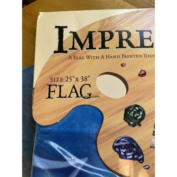 VTG Footprints in the Sand Hand Painted Touch FLAG IMPRESSIONS By NCE 25” X 38” - Picture 3 of 6